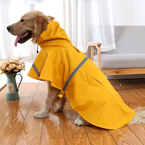 NACOCO Large Dog Raincoat, Adjustable Waterproof Pet Jacket Poncho with Reflective Strip (M, Yellow)