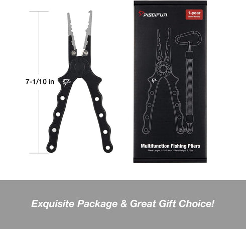 Piscifun Fishing Pliers - Saltwater Fishing Pliers with Split Ring, Fish Hook Remover, Fishing Gear Gifts
