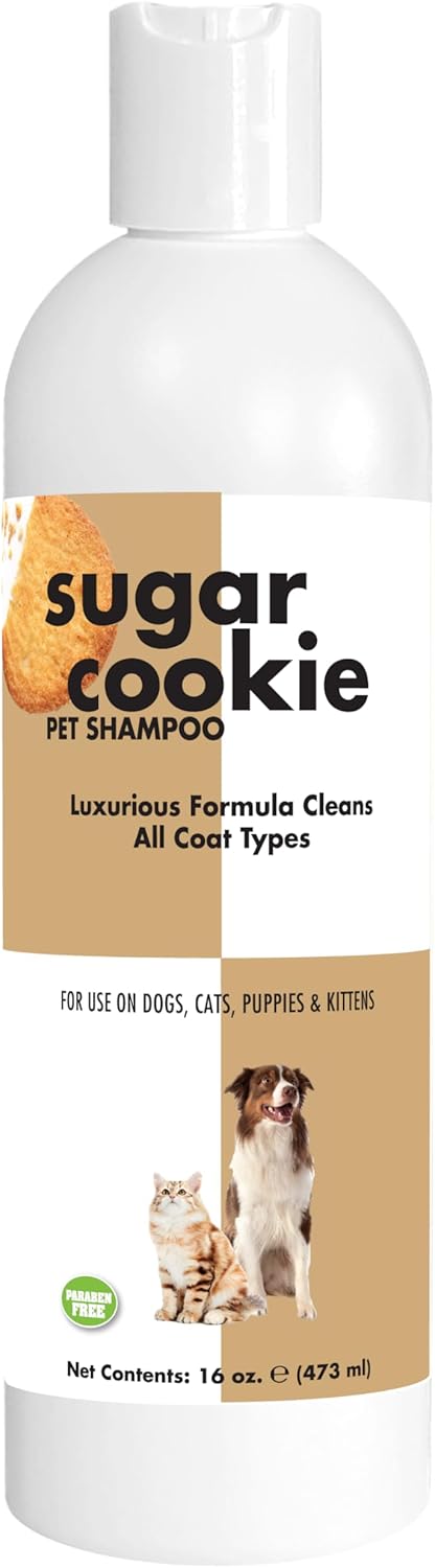 Sugar Cookie Pet Shampoo, 16 oz. for Dogs & Cats, Long-Lasting Odor Eliminator, Biodegradable & Non-Toxic