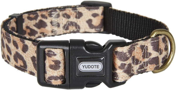 Dog Collar Cheetah Pattern, Wear Resistant Fabric, Comfortable and Durable for Medium Dogs (Neck: 12"-18")
