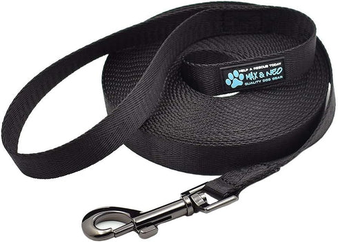 Max and Neo Long Recall Training Leash - 50 FOOT, BLACK - We Donate One for One for Every Leash Sold