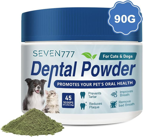 Seven777 Pet Dental Powder,Teeth Cleaning Powder for Dogs and Cats, Plaque & Bad