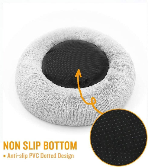 Cat Beds for Indoor Cats, Washable 20/24 inches, Anti Anxiety Round Fluffy Plush Faux Fur Cat Bed for Small Dogs