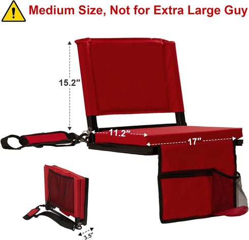 FZGhome 3 (1, 17"W 11.2"D 15.2"H) Stadium Seats with Back Support for Bleachers Portable Padded Folding Bleacher Chairs