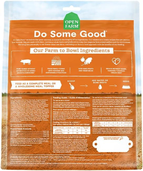 Open Farm Freeze Dried Raw Dog Food, Farmer's Table Pork Recipe, Humanely Raised Meat with Non-GMO Superfoods, 3.5 Ounce