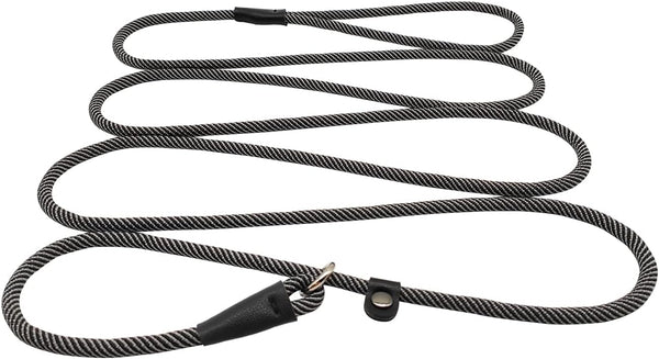 8FT Slip Lead Dog Leash, 1/3” Strong Rope, Adjustable No-Pull Leash for Small and Medium Pets (Black)