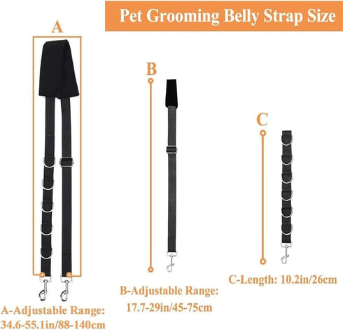 ASOCEA Dog Grooming Belly Strap - Adjustable Bathing Restraint Leash with D-Rings for Small & Medium Dog Cat Hair