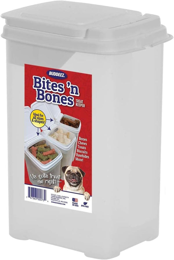 Buddeez Pet Treat Container for Dogs and Cats - 3.5 Quart Flip