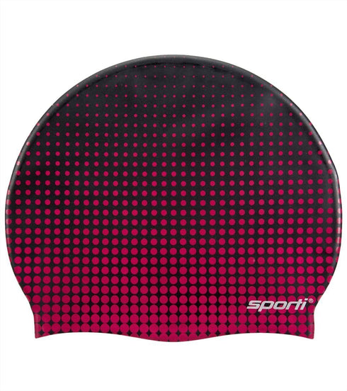 Sporti Silicone Swim Cap, Graphic Design with Dimension Height 7.6" Opening 7.5", Non-Slip Swimming Cap