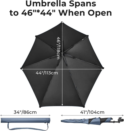 G4Free UPF 50+ Adjustable Beach Umbrella XL with Universal Clamp for Chair, Stroller, Golf Cart, Patio