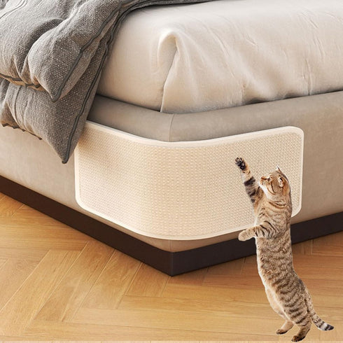 Cat Scratching Mat, Sisal Furniture Protector, Easy to Install Cat Scratching Pad for Couch Cover Guard (White)