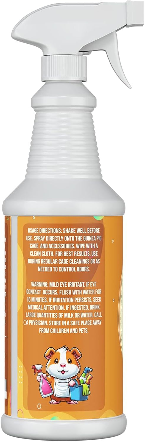 Riverside Essentials 32oz Guinea Pig Cage Cleaner & Deodorizer Spray - Safe & Effective Odor Eliminator for Small