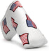 US Flag Golf Putter Cover - Premium Leather Blade Headcover with Magnetic Closure, White Golf Accessories for Men