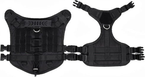 Tactical Dog Harness for Medium Large Dogs No Pull, Military Dog Harness with Handle,Service Dog Vest with Molle & Loop Panels, Adjustable Pet Harness for Training Hunting Walking Black