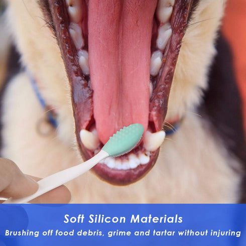 Dog Toothbrush, 4 Packs Silicone Pro Double-Sided Dental Brushes Set for Small Dogs and Cats