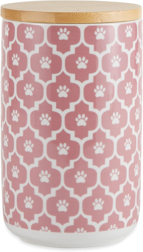 Bone Dry Lattice Collection Pet Bowl & Canister, Treat Canister, 4x6.5 inches, Rose