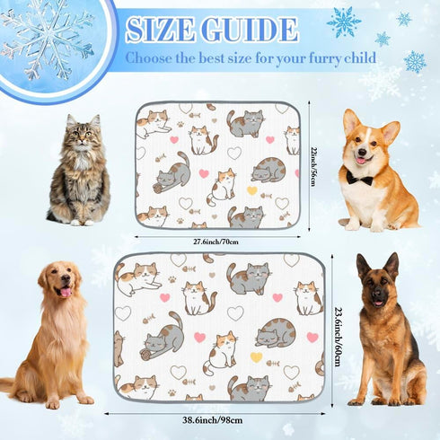 imiBBWQu Summer 27" 22" Dog Cooling Mat Cats Grey White Yellow Dog Cooling Mat Pad Washable Cat Pet Pad Bed Bed Mats