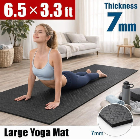 7' 3', 7mm Japard Large Workout Exercise Mat x Extra Wide Pilates Mat Thick EVA Foam, Non-Slip Home Gym Floor Mat