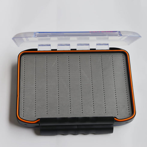 Large Double Sided Fly Box for Fishing Flies - Waterproof Tackle Storage with Grey Foam Insert (Only Box)