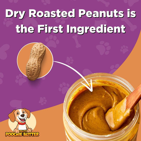Dilly's Poochie Butter - 12oz Dog Peanut Butter, Healthy Treats for Lick Mats, Enrichment Toys & Training