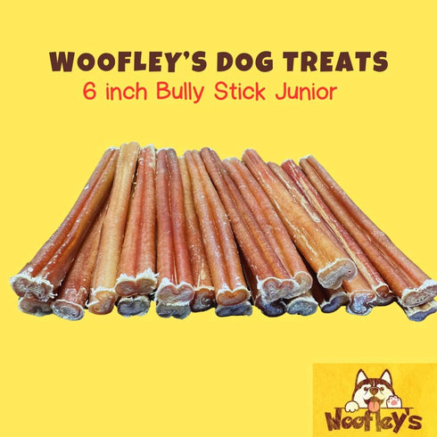 Woofley's 6 Inch Bully Sticks for Small Dogs, 30 Count, Long Lasting Chews