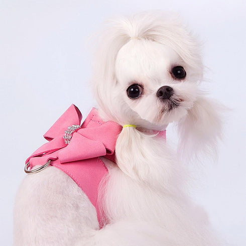 Zunea No Pull Pet Dog Vest Harness for Small Dog Girl, Adjustable Soft Suede Leather with Leash Set