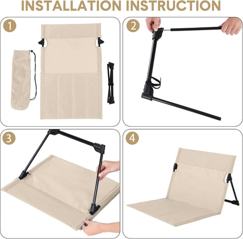 Jetec Foldable Floor Backrest Chair Portable Camping Chair with Storage Bag Light Weight Lazy Seat for Indoor Outdoor