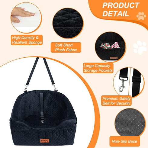 30lbs, Vivifying Dog Car Seat for Small & Medium Dogs, Detachable & Washable Booster Seat for Pets Up to Travel Bed