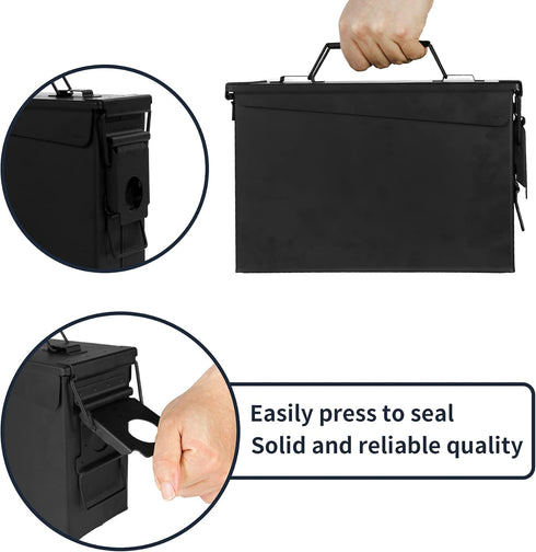 GUGULUZA .30 Cal Metal Ammo Can, Lockable Waterproof & Airtight Ammo Storage Case for Shotgun, Rifles, Pistols