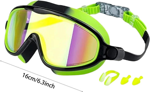 generic Pool Goggles, Clear Vision Silicone Pool Goggles with Ear Plugs Nose Clip,Antifog Wide View Adult Swim Goggles