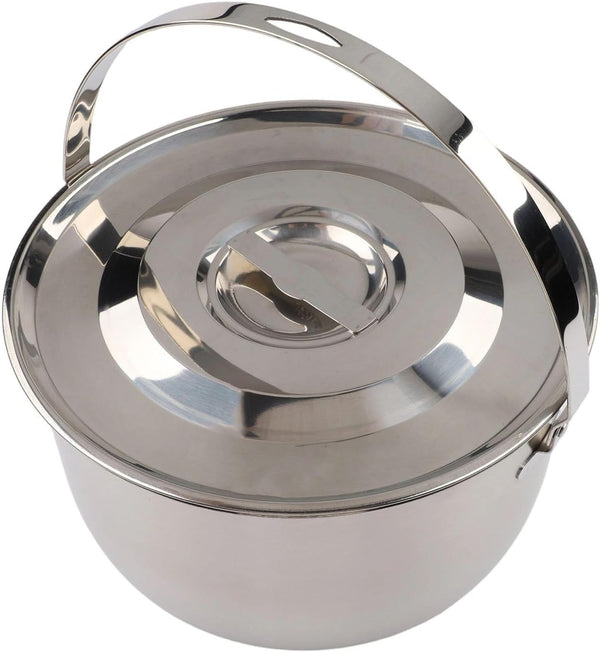 Generic Stainless Steel Camping Cookware Pot with Lid and Handle for Outdoor Cooking