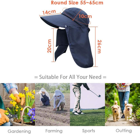 Wide Brim Sun Hat, Multifunctional UPF 50 Protection Bucket Fishing Cap