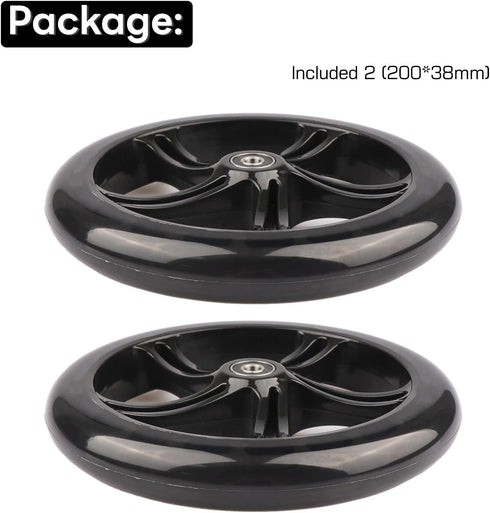 8-inch 200mm A5 Pack 2 Scooter PU Replacement Wheels for Razor Kick Scooter, of (Black)