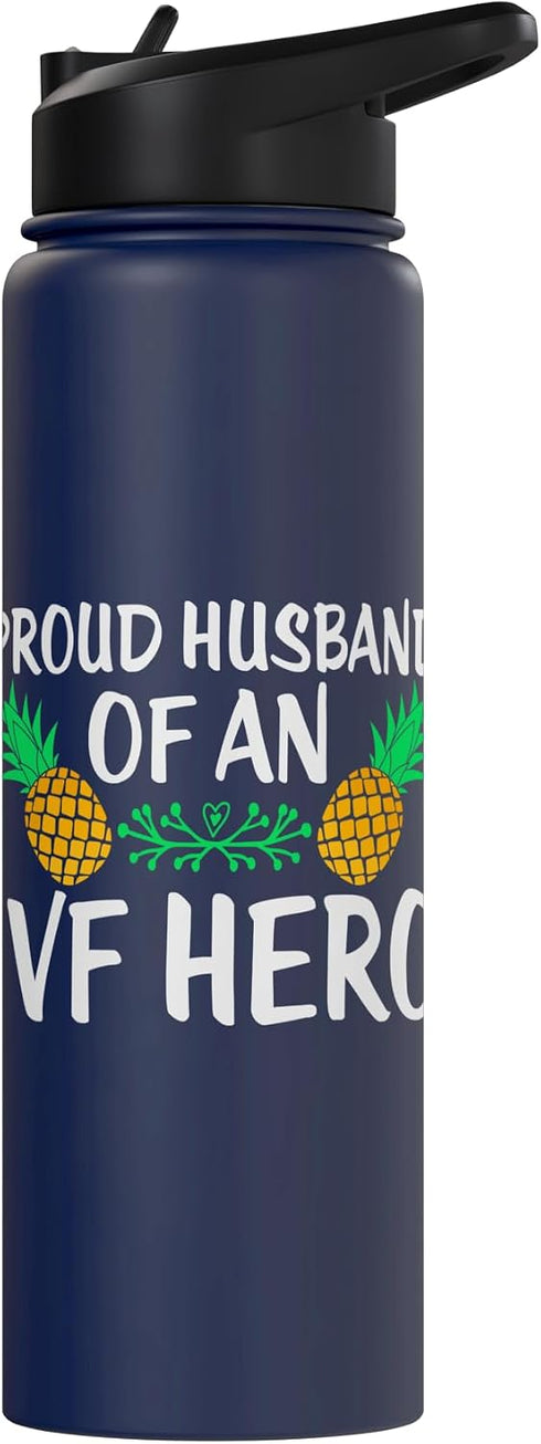 Fertility Journey Support Proud Husband IVF Hero Pineapple Fertility Stainless Steel Insulated Water Bottle