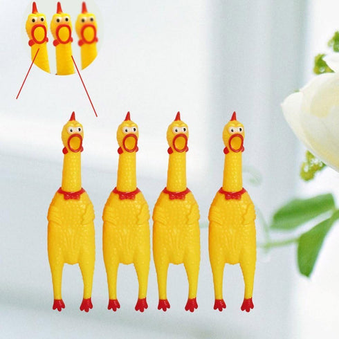 ZGLUZP 1 Pc Yellow Rubber Squeezing Screaming Chicken Toy for Pets Dog Chew Toy MiniaturesSuper Durable Funny Novelty