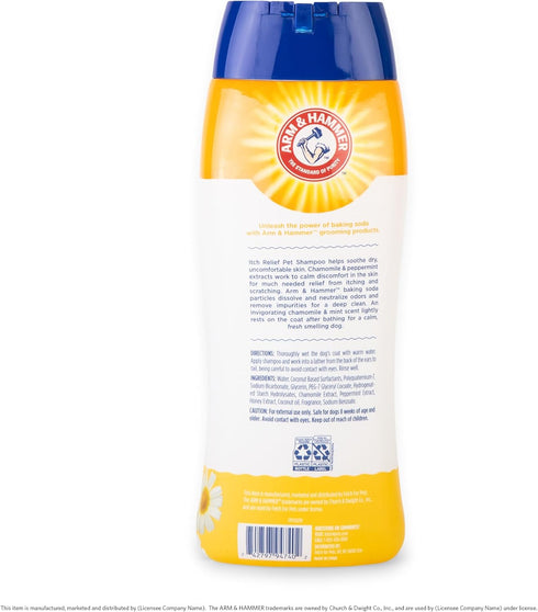 Arm & Hammer for Pets Itch Relief Shampoo, 20oz Chamomile and Peppermint Scent, Free of Sodium Lauryl Sulfate