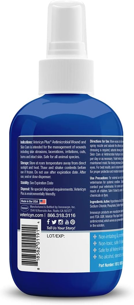 Vetericyn Plus Cat Wound Care Spray, Feline Healing Aid for Wounds, Sores, Abrasions, 3 Ounces