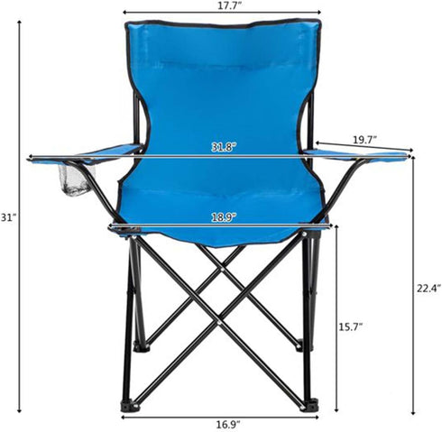 Generic Foldable Camping Chair, Portable Camping Chairs with Arm Rest, Cup Holder & Carry Bag, Lightweight Beach Chair