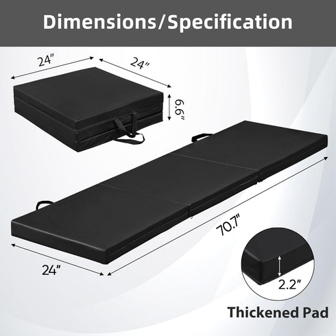 2 MMA, ZENY Thick Tri-fold Folding Gym Exercise Mat Extra Thick Gymnastics Mat Tumbling Mat with Carrying Handles