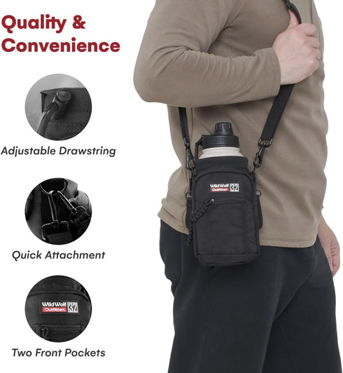 #1 32 oz 2 Wild Wolf Outfitters - Best Water Bottle Holder for Bottles - Carry, Protect and Insulate Your Flask