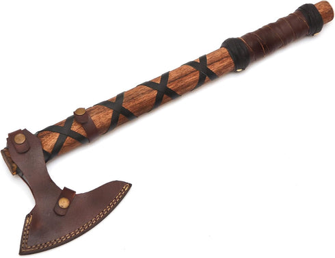 Viking Axe Real Handmade Carbon Steel Ragnar Lothbrok Hunting Axe with Leather Sheath