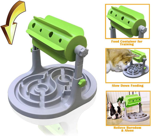 Interactive Dog & Cat Food Puzzle Toy - Treat Boredom Dispensing Slow Feeder - Anxiety IQ Training in Smart Feeding