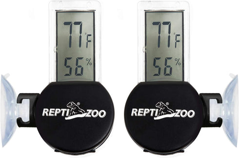 REPTI ZOO 2 Pack Reptile Terrarium Thermometer Hygrometer, Digital Display with Suction Cup for Pet Rearing Box