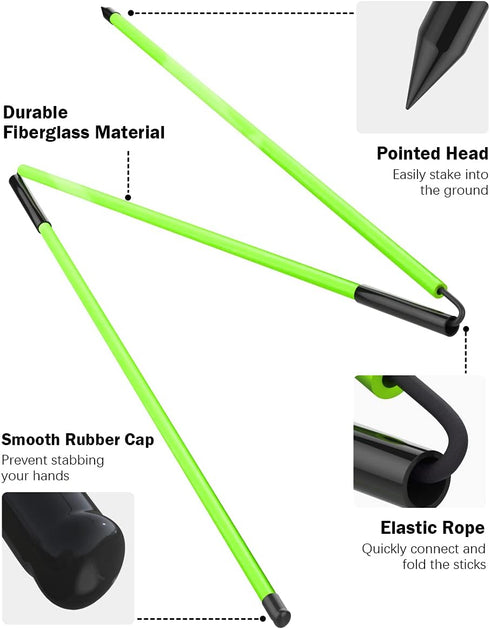 Rhino Valley Golf Alignment Sticks - Collapsible Practice Rods for Aiming & Swing Training