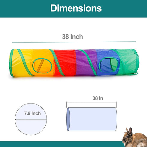 Rabbit Toys, Large Bunny Hideout Tunnel and Tube, Chew Toys for Grinding Teeth, Apple Sticks, Bamboo Carrot