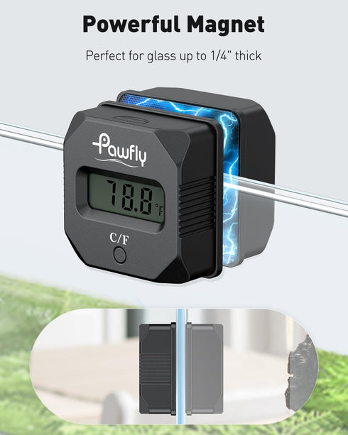 2 1 2" 20 Pawfly Aquarium Magnet Glass Cleaner with Thermometer Digital, in Thermometer Magnets Brush, Mini Algae