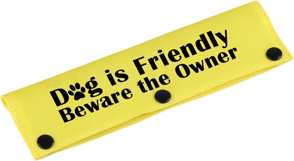 Funny Dog Leash Sleeve, Dog is Friendly Beware The Owner Wrap Sleeve, Alert Tag Pet Birthday Gift (Beware The Owner-YE