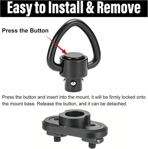 NEATABY Quick Detach Sling Swivel Attachments, Heavy Duty Button-Operated Mount, Two Point and Traditional Sling