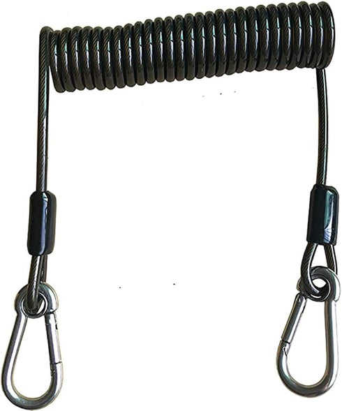 Retractable Fishing Tool Lanyard, Coiled Stainless Steel Heavy Duty Safety Rope Tether with Carabiner - 2 Pcs