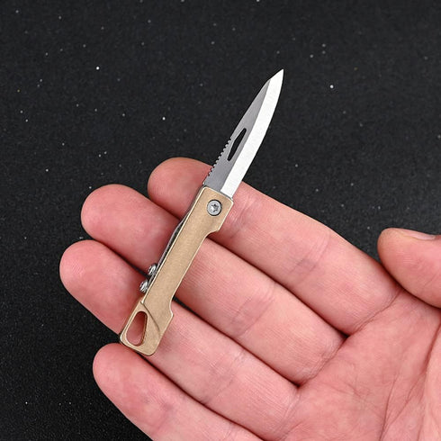 Ultra Small Folding Pocket Brass Knife, High Carbon Alloy Steel Blade, Mini EDC Portable Knife